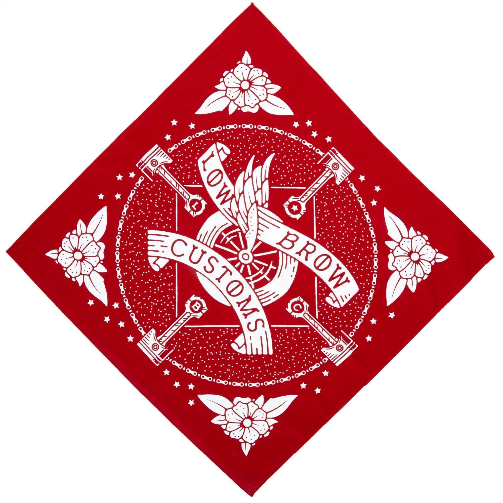 Lowbrow Customs Winged Wheel Banner Bandanna - Made In The USA 3 Lowbrow Customs Winged Wheel Banner Bandanna - Made In The USA - Image 3