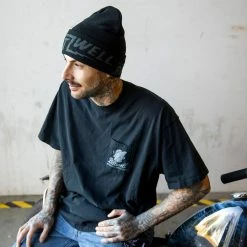 Biltwell Woven Bolts Beanie - Black -Motorcycle Accessories Shop 011918 Biltwell Beanie WovenBoltsBlack 6