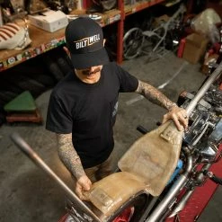 Biltwell Bolts 2 Snap Back Hat - Black -Motorcycle Accessories Shop 012238 Biltwell Snap Back Hat Bolts 2 Black White Orange 8