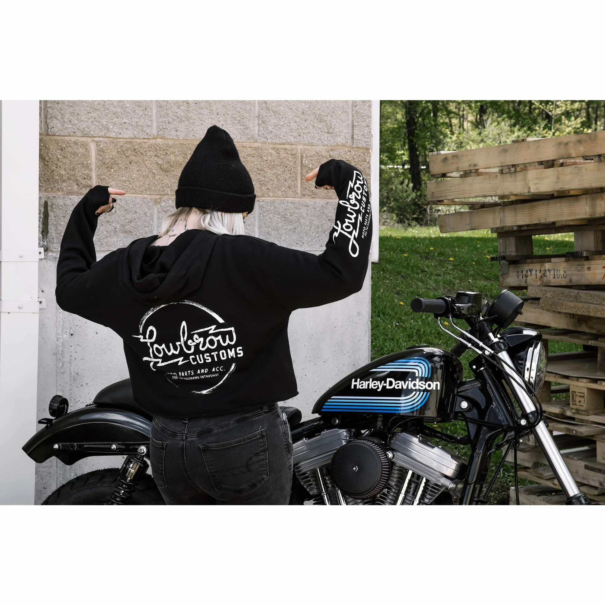Lowbrow Customs Parts And Accessories Womens Cropped Hooded Sweatshirt 8 Lowbrow Customs Parts And Accessories Womens Cropped Hooded Sweatshirt - Image 8