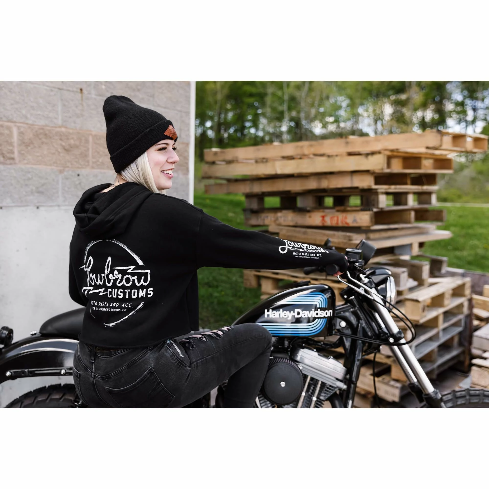 Lowbrow Customs Parts And Accessories Womens Cropped Hooded Sweatshirt 7 Lowbrow Customs Parts And Accessories Womens Cropped Hooded Sweatshirt - Image 7