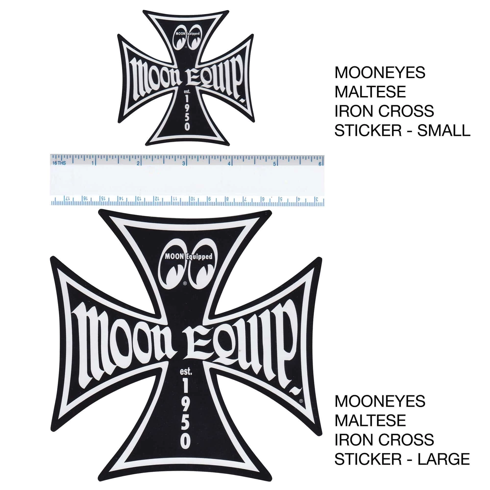 Mooneyes Maltese Iron Cross Sticker - Small - Black 2 Mooneyes Maltese Iron Cross Sticker - Small - Black - Image 2