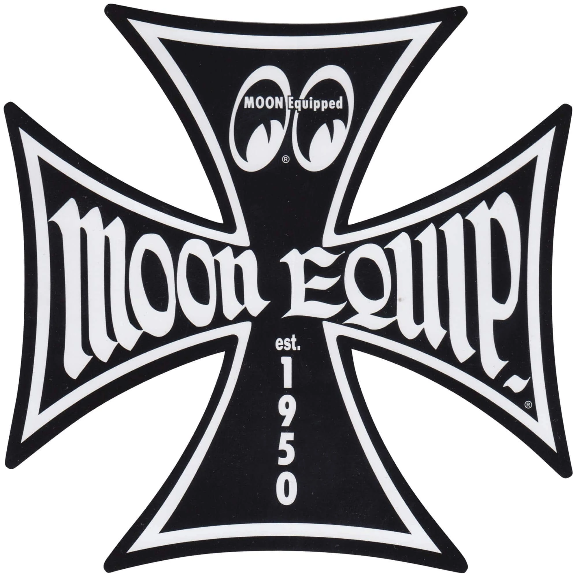 Mooneyes Maltese Iron Cross Sticker - Large - Black 1 Mooneyes Maltese Iron Cross Sticker - Large - Black
