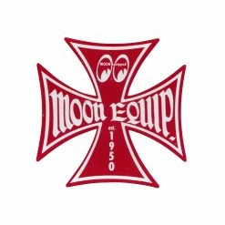 Mooneyes Maltese Iron Cross Sticker - Small - Red