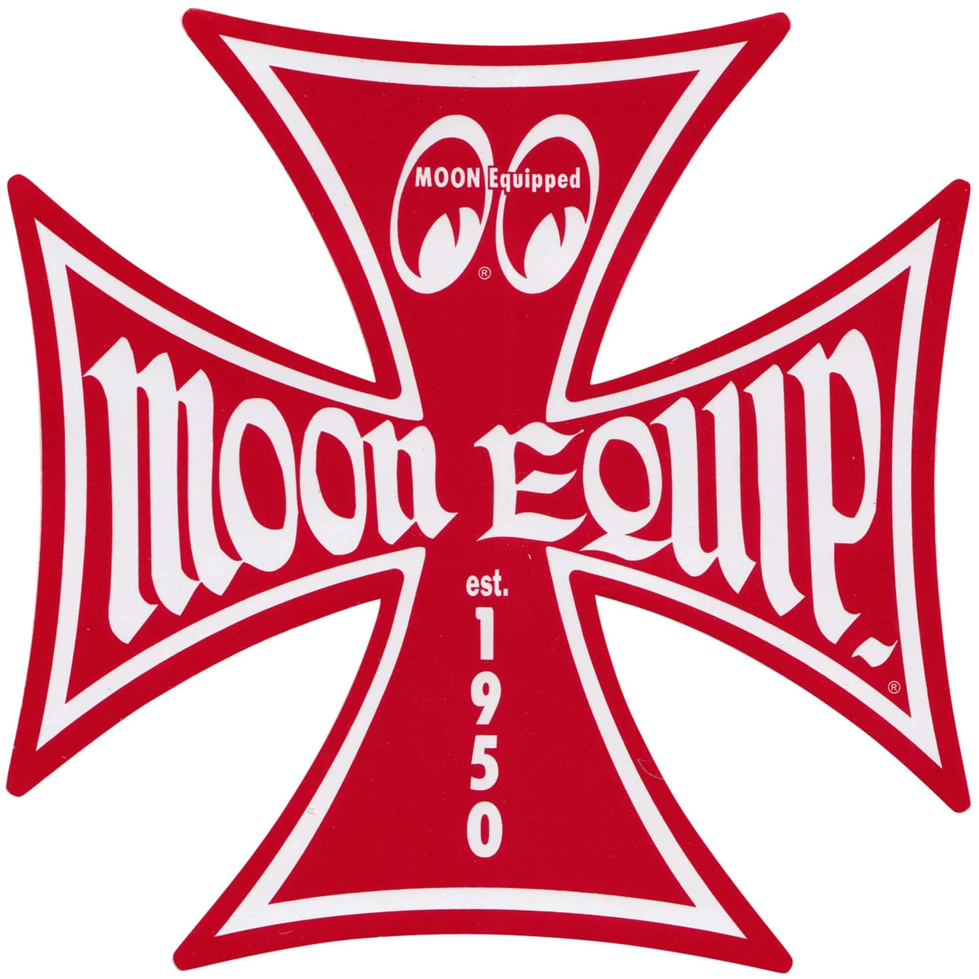 Mooneyes Maltese Iron Cross Sticker - Large - Red 1 Mooneyes Maltese Iron Cross Sticker - Large - Red