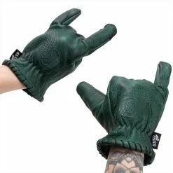 Axel Co. Green Waxed Cowhide Gloves -Motorcycle Accessories Shop 012468 Axel Co GreenWaxedCowhideGloves 2