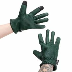 Axel Co. Green Waxed Cowhide Gloves -Motorcycle Accessories Shop 012468 Axel Co GreenWaxedCowhideGloves 3