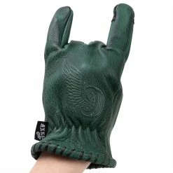 Axel Co. Green Waxed Cowhide Gloves -Motorcycle Accessories Shop 012468 Axel Co GreenWaxedCowhideGloves 5