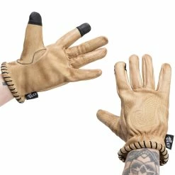 Axel Co. Tan Waxed Cowhide Gloves -Motorcycle Accessories Shop 012469 Axel Co TanWaxedCowhideGloves 6