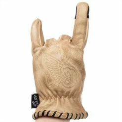 Axel Co. Tan Waxed Cowhide Gloves -Motorcycle Accessories Shop 012469 Axel Co TanWaxedCowhideGloves 7