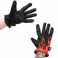 Axel Co. Flame Cowhide Gloves -Motorcycle Accessories Shop 012470 Axel Co FlameCowhideGloves 6