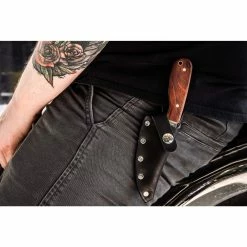 Whiteknuckler Brand Cocobolo - Model 3 Knife - Right Hand - Black Sheath -Motorcycle Accessories Shop 012523 Whiteknuckler Model3Knife RightHand BlackSheath 1