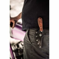 Whiteknuckler Brand Cocobolo - Model 3 Knife - Right Hand - Black Sheath -Motorcycle Accessories Shop 012523 Whiteknuckler Model3Knife RightHand BlackSheath 2