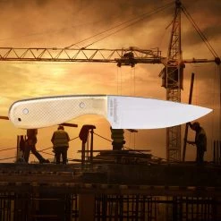 Whiteknuckler Brand 10 Oz Checkered Doubloon - Model 3 Knife - Right Hand - Black Sheath -Motorcycle Accessories Shop 012527 Whiteknuckler Brand 10 oz Checkered Doubloon Model 3 Knife Right Hand Black Sheath 1