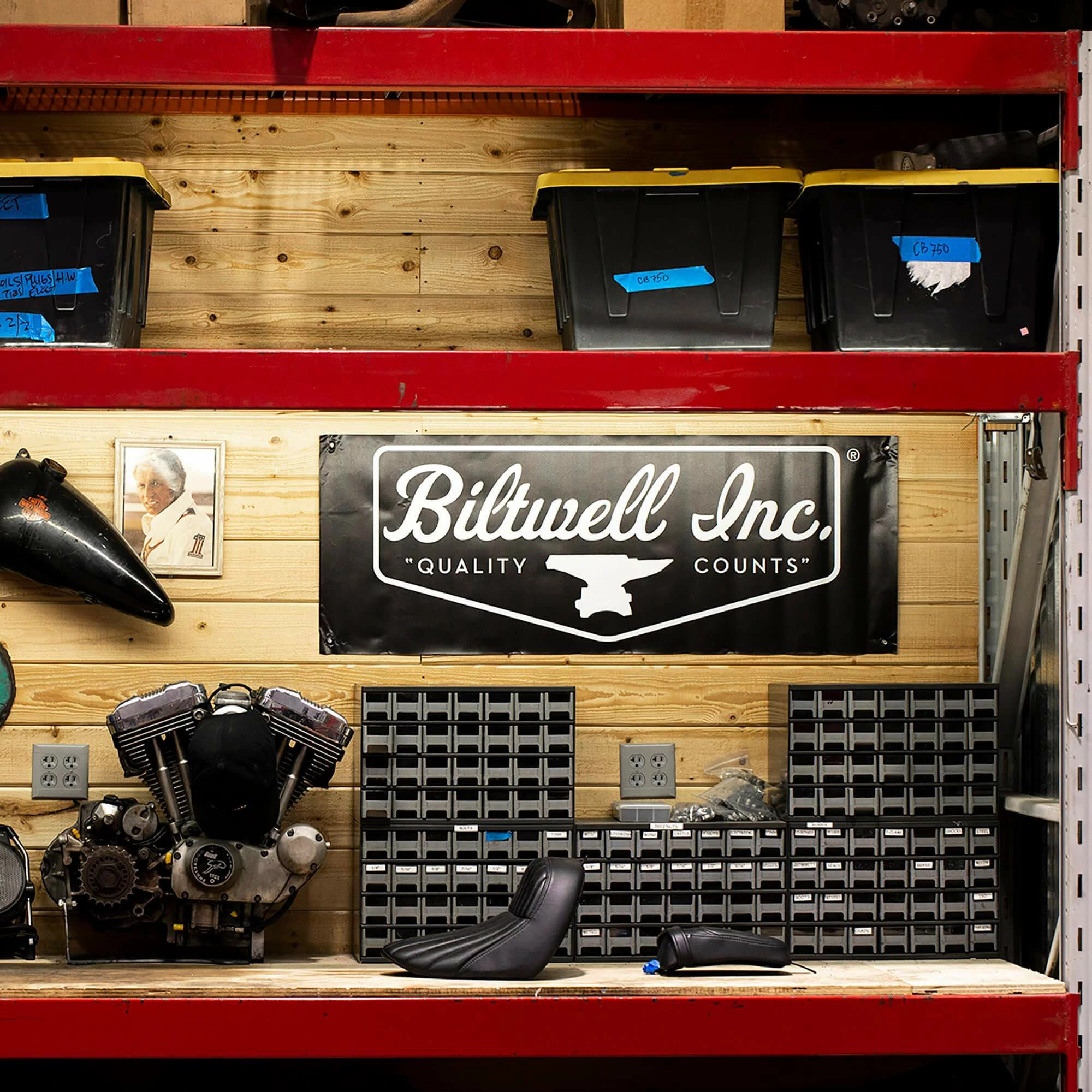 Biltwell Logo Shop Banner - Black/White 2 Biltwell Logo Shop Banner - Black/White - Image 2