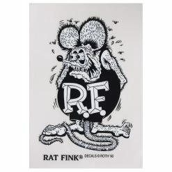 Mooneyes Rat Fink Standing Sticker - Large - Black And White