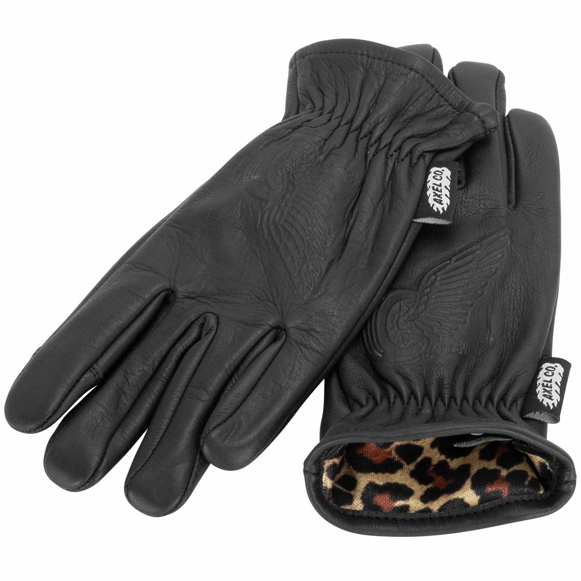 Axel Co. Premium Cowhide Gloves - Leopard Lined - Black 1 Axel Co. Premium Cowhide Gloves - Leopard Lined - Black