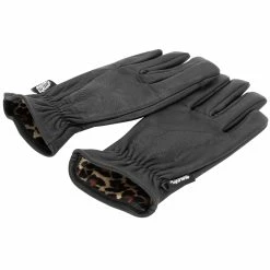 Axel Co. Premium Cowhide Gloves - Leopard Lined - Black 6 Axel Co. Premium Cowhide Gloves - Leopard Lined - Black -Motorcycle Accessories Shop 015061 AxelCo PremiumCowhideGloves LeopardLined Black 3