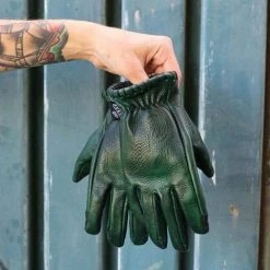 Axel Co. Green Waxed Cowhide Gloves -Motorcycle Accessories Shop IMG 9189