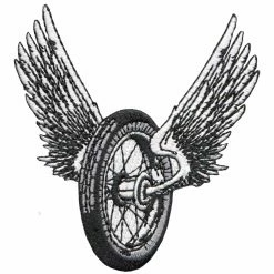 Lowbrow Customs Winged Motorcycle Wheel Patch