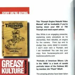 Lowbrow Customs Triumph 650 Rebuild DVD With Wes White - Triumph Motorcycle DVD -Motorcycle Accessories Shop large 126 triumph 650 engine motor rebuild dvd review greasy kulture