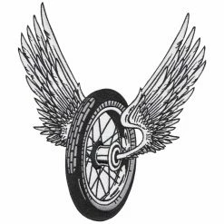 Lowbrow Customs Winged Motorcycle Wheel Patch - Large Back Patch