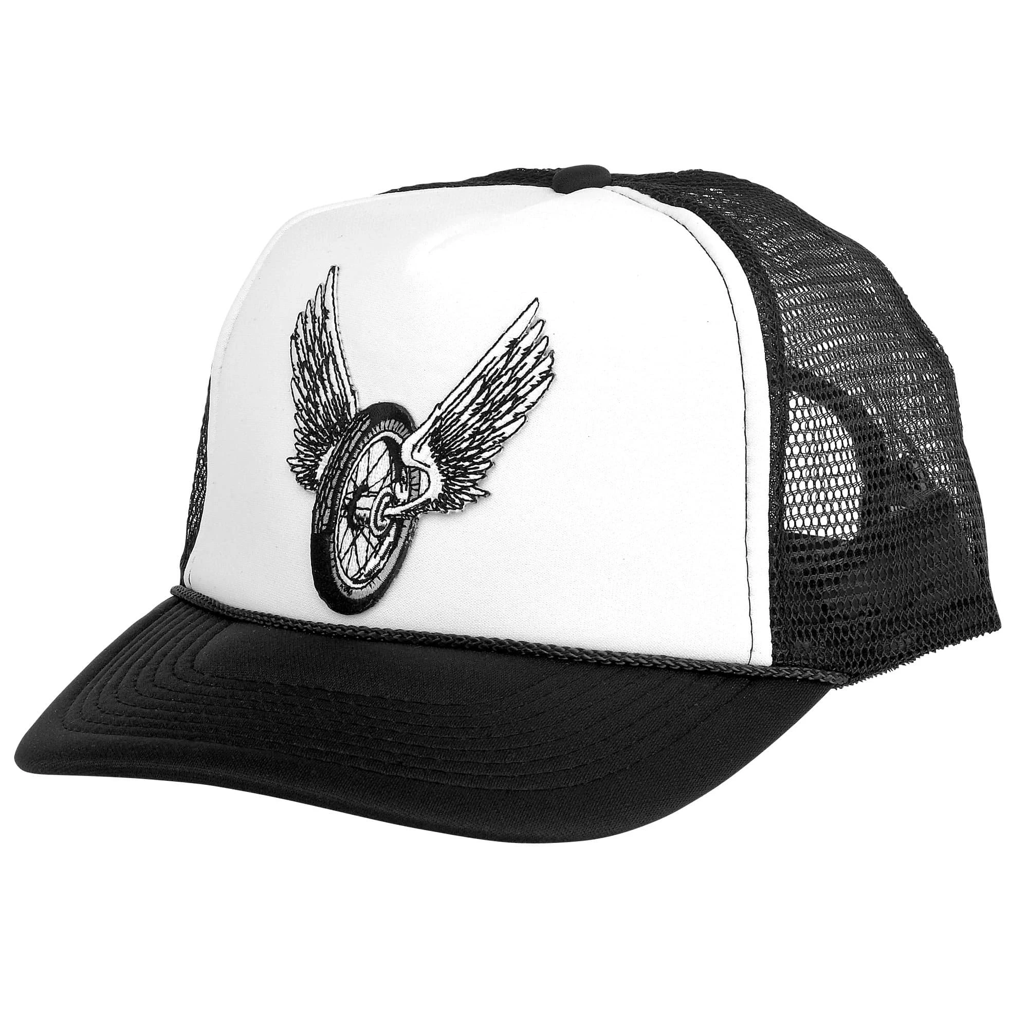Lowbrow Customs Trucker Hat With Embroidered Winged Wheel Patch 1 Lowbrow Customs Trucker Hat With Embroidered Winged Wheel Patch